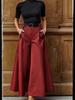 Women's High-Waisted Drapey Cotton Linen Culottes - Artistic Wide-Leg Cropped Pants for Spring/Autumn 2024