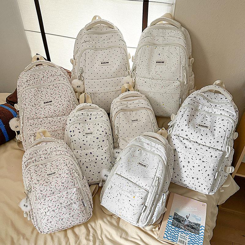 Zaino da Donna con Stampa a Pois per Studenti delle Scuole Medie