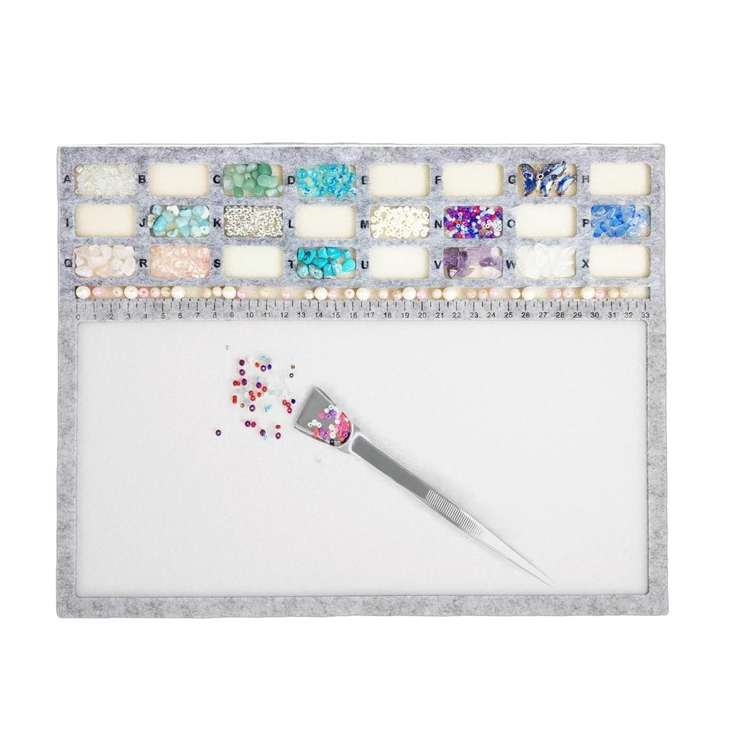 3PCS Rectangle Bead Mat Felt Beading Tray with Centimeter Alphabetic Scale for   Art Crafts Jewelry Making Bead Supplies