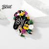 Zebra Brooch Head Enamel Rhinestone Lapel Pin with Flowers Colorful