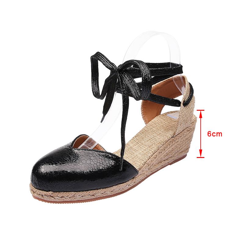Fashion Women Wedges Sandals Ankle Strap Woman Espadrilles Narrow Band Closed Toe Female Summer Shoes Ladies Platform Sandal New Shoes