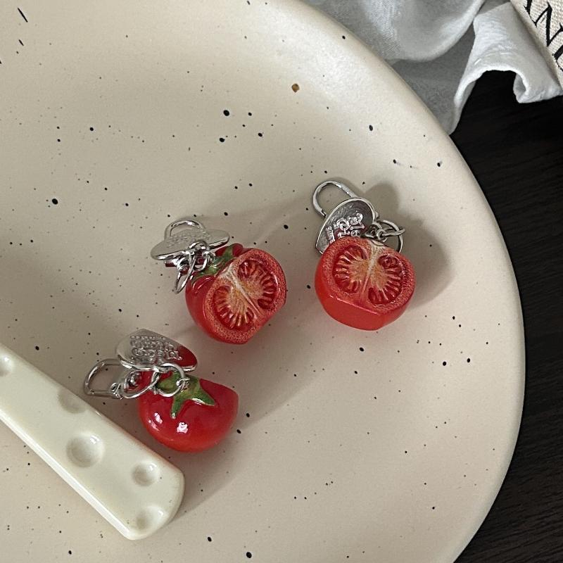 1/3Pcs 3D Half Cut Tomato Keychain Plastic Fruit Charm Cute Pendant For Phone Case/Bag Ideal Birthday Gift For Women And Girls