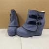 Women's Boots Zip Womens High Heels Suede Fashion Wedge Heels Durable Retro Women Ankle Boots Round Head Bottes Femmes
