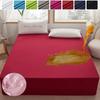 Waterproof Fitted Sheet Bedding Cover Bed Cloth Solid Color Mattress ,Soft Breathable Noiseless Bed Cover Deep Pocket Large Size