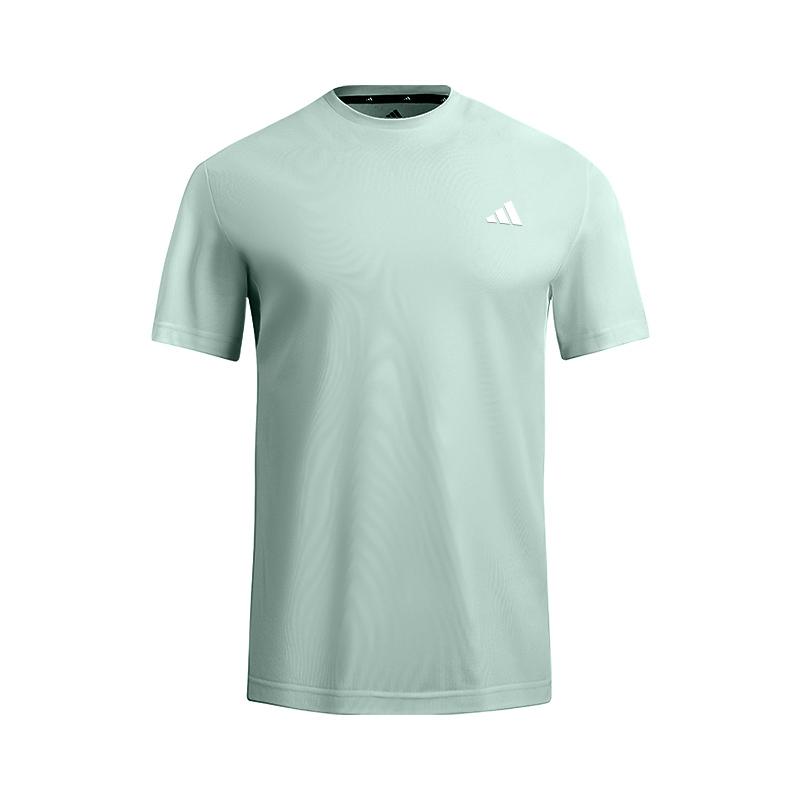 Adidas 3-Stripes Solid Logo Sports Training Fitness Crew Neck Short Sleeve Lightweight Breathable Quick-Dry T-Shirt Men Tops Light-Green KS0426 S