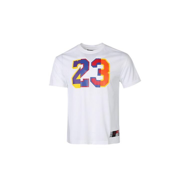 Air Jordan Dna Printing Mesh Breathable Sports Round Neck Short Sleeve White Men s AV0117-100 S