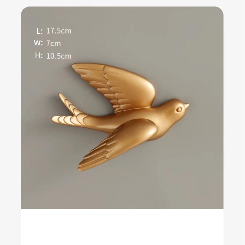 3D Resin Bird Wall Decor, No-Drill Hanging Decorative Birds for Home Wall Art
