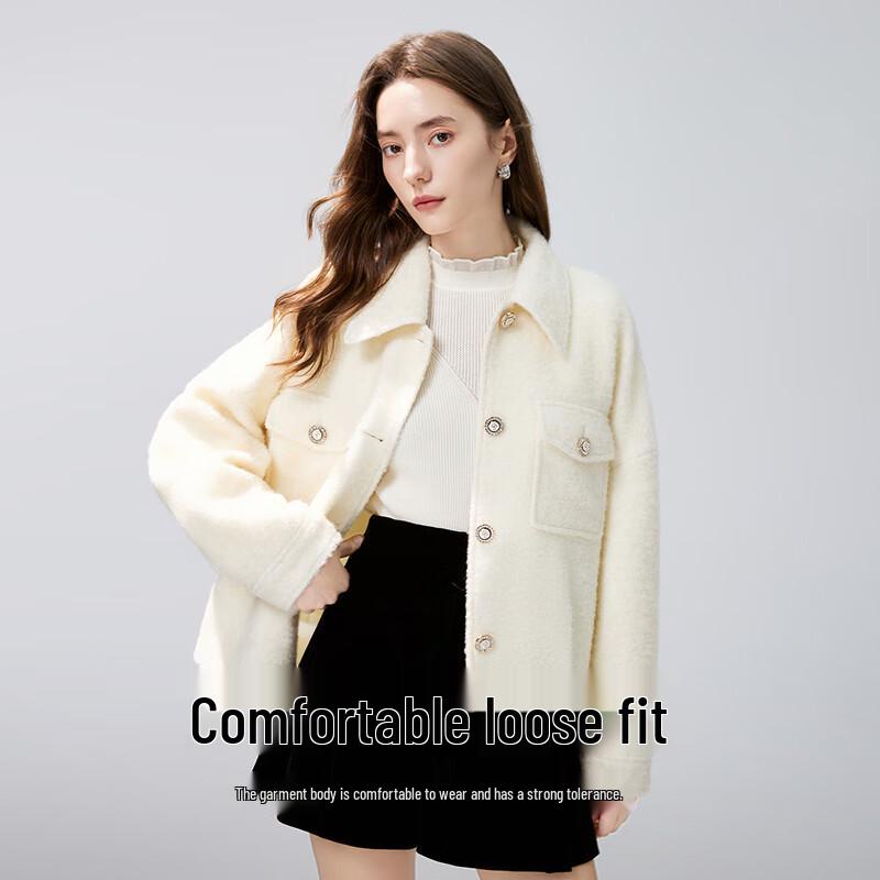 

Qiushui Yiren Женская модная короткая куртка с лацканами из шерстяной смеси 2XL