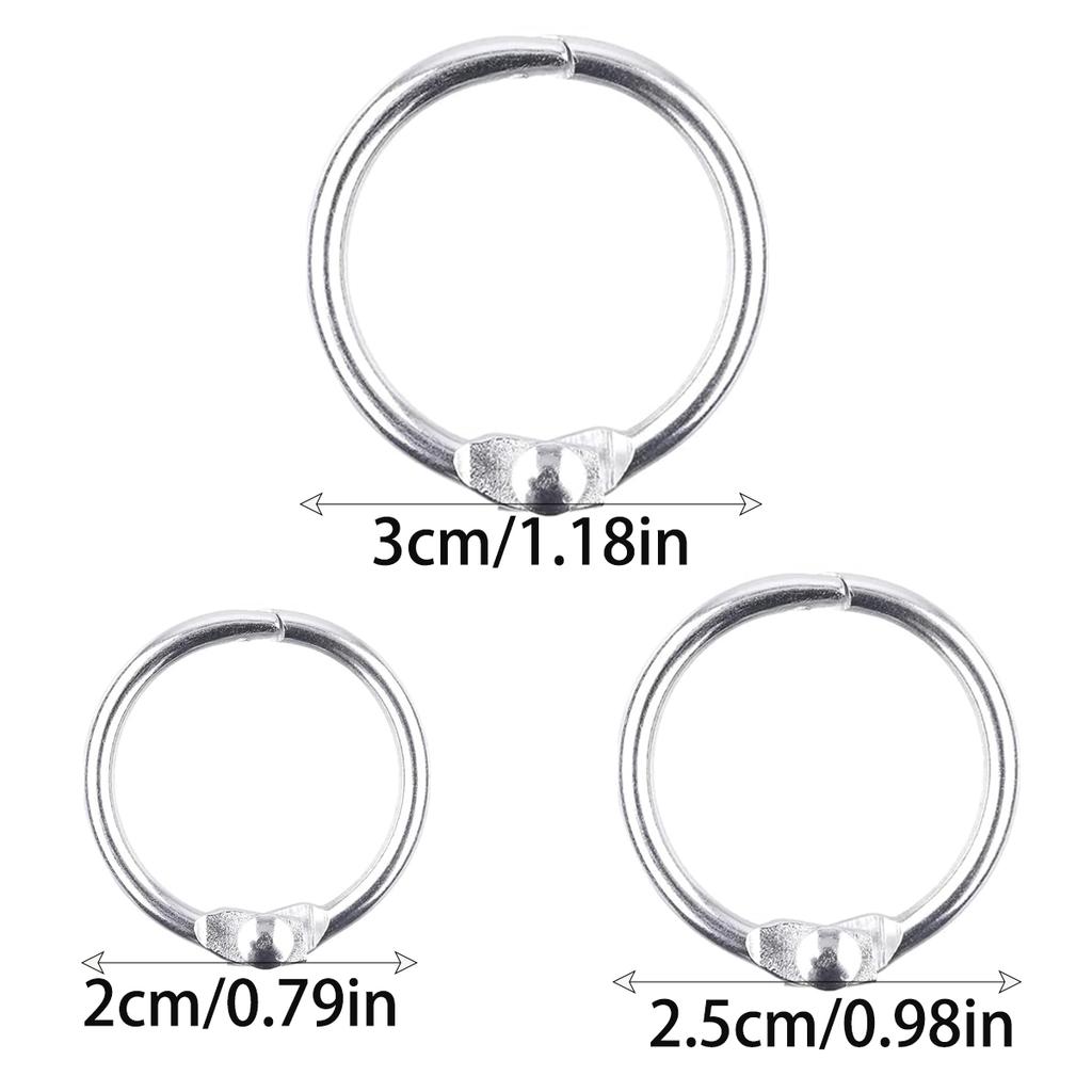 50 Pcs Silver Metal Binder Rings Loose Leaf Office Book Index Card Keychain Key Rings for School Home Office Organization