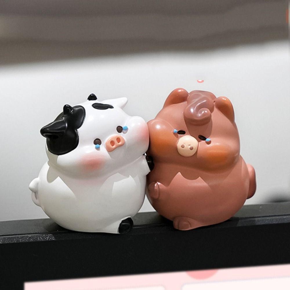 8pcs/set Desk Ornament Screen Animal Model Computer Display Center Console Doll  Monitor Screen