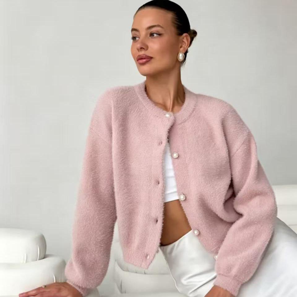 Women's Cozy Cardigan Sweaters Long Sleeve Fall Button Down Tops Knit Sweater Cardigans Casual Fuzzy Stretch Lounge Outfits for Women Sweater Jackets