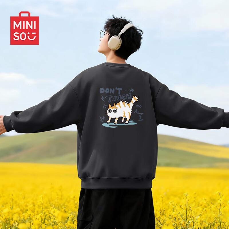 MINISO Men's Casual Crew Neck Printed Sweatshirt