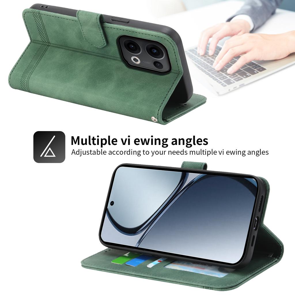 DIERFENG DF-03 For Oppo Reno13 5G (Global) Leather Case Lines Imprint Wallet Phone Cover