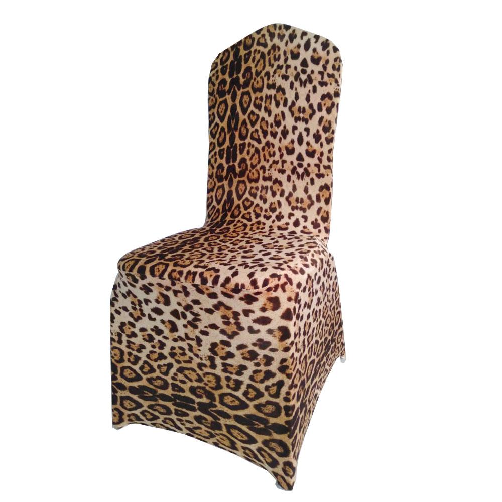 Leopard Print Stretch Party Stoelhoes Voor Modeshows En Evenementen Beschermhoes
