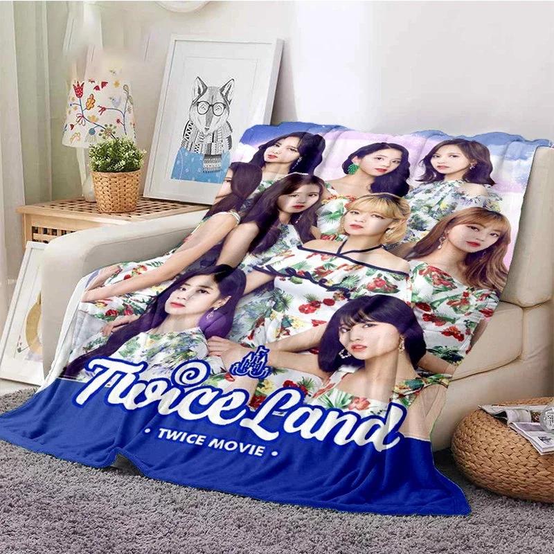Coperta Kpop Twice Gruppo di Ragazze Moda Stampata Coperta in Flanella Regalo Divano Ufficio Letto Coperta Calda Camera da Letto Ragazze Copriletto