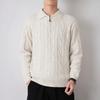 Knitted lapel sweater slightly wide half-zip jacket casual sweater long sleeves