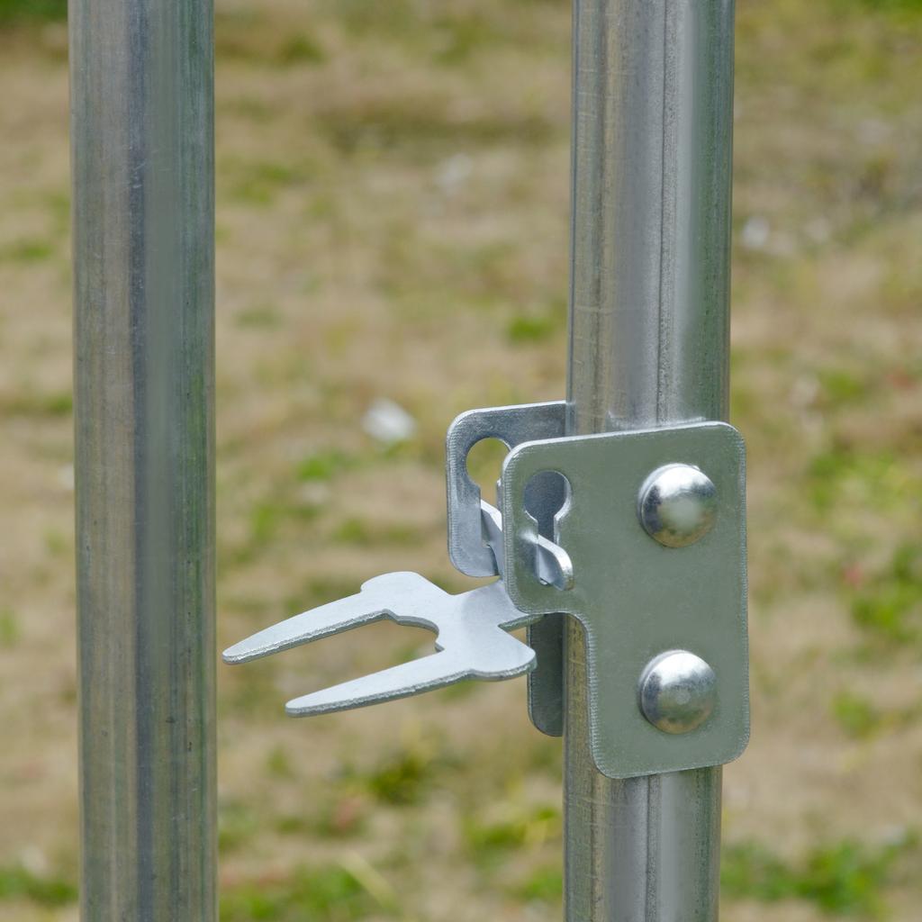 Galvanized Metal Chicken Run with Roof and UV Cover, 280x380x197 Cm, Silver