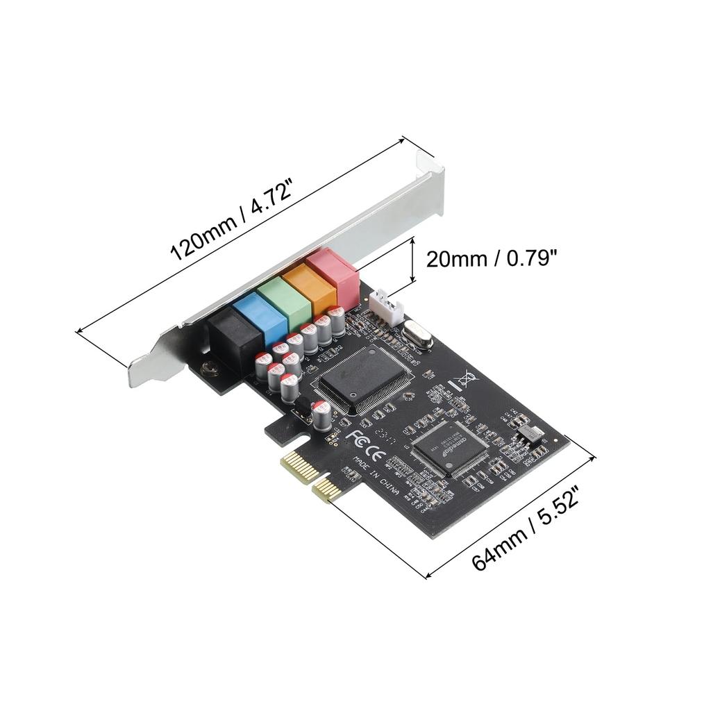 uxcell PCIe Sound Card Internal Stereo Audio Card 24 Bit with CD Computer Case Internal PCIe Channel Adapter Board for Desktop PC Computer Black 5.1