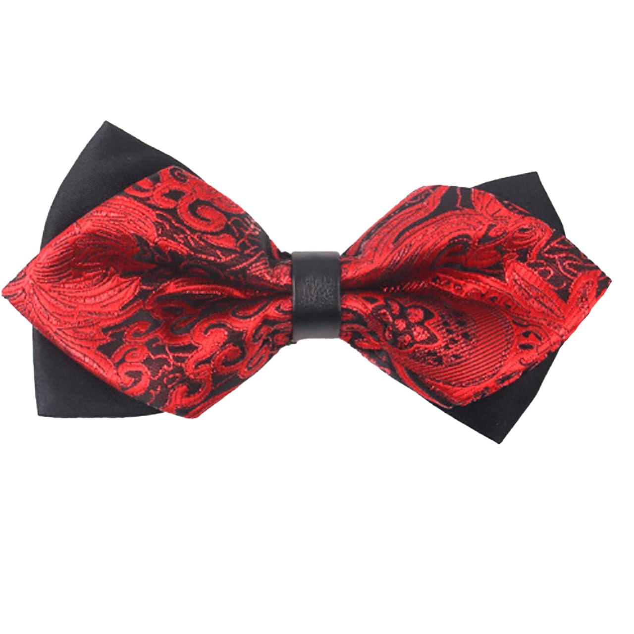 [White Fang] Jacquard Bow Tie, Unique Design, Stylish Fashion for Men and Women, NC094 (RedBlack)