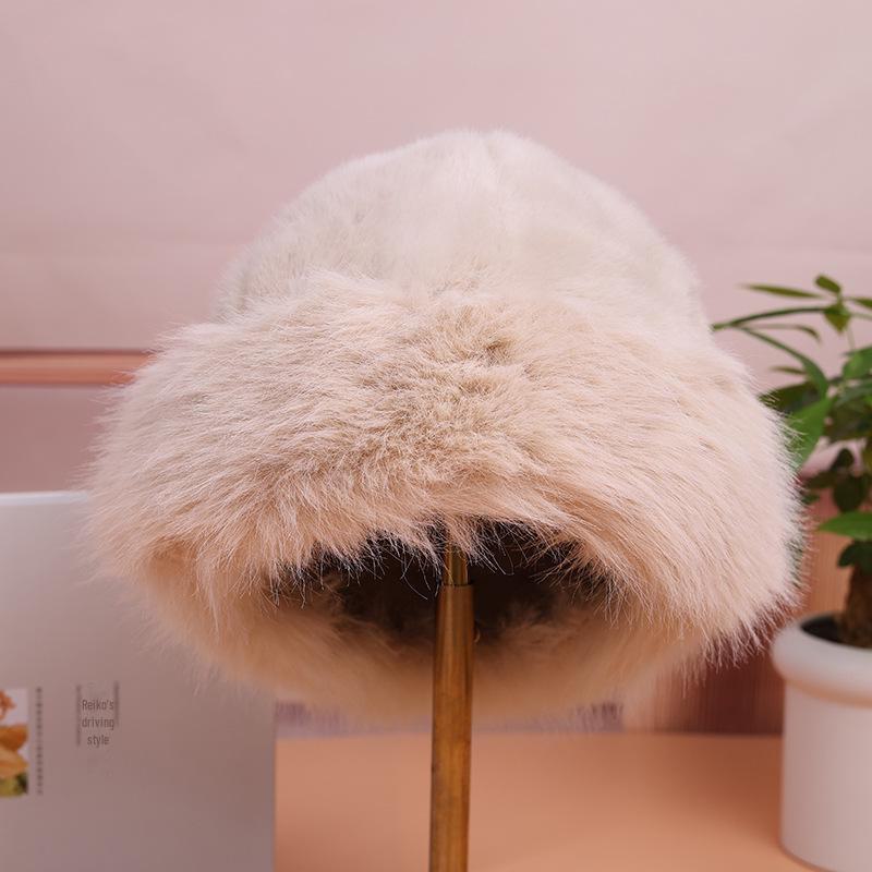 Damski Zimowy Pluszowy Kapelusz Rybaka - Odporny na Zimno, Modny, Podkreślający Twarz, Mały Kapelusz z Norki w Stylu Mongolskim