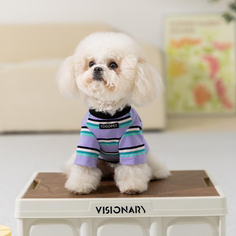 25 years of new dog clothes spring and summer striped baby elephant cartoon bottoming shirt teddy bear cat dog T-shirt