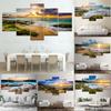 5 Pieces Natural Gold Beach Sunset Landscape Canvas Painting Seascape Posters and Prints Wall Pictures Room Home Decor No Frame