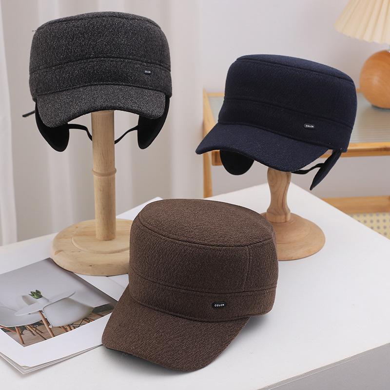 Hat Men's Winter Plus Velvet Thick Flat Top Hat Outdoor Cold Protection Fashionable Ear Protection Duck Tongue Warm Cotton Hat