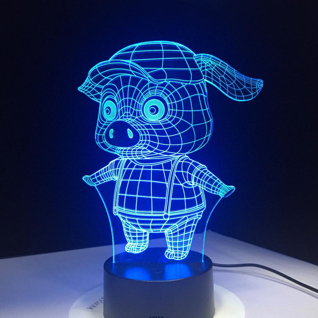 Factory Dropshipping ODM Rechargeable Touch Switch Dog Arylic Panel Box Table Night Lamp  16 Colors Change 3D LED Light