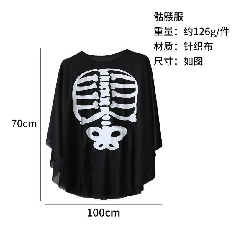 Halloween Skull Skeleton Ghost Coat Kids Masquerade Dress Up Death Cloak Cape Zombie Costume