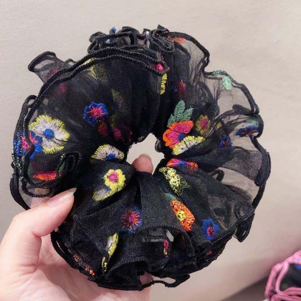 Large Intestine Circle Floral Hair Rope Korean Style Bun Rubber Bands Flower Lace Hair Ring  Daily