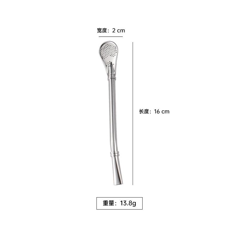 304 Stainless Steel Double Ring Straw Spoon Mate Tea Tool Spoon Titanium Plated Multi-color PVD with Filter Can Be Customized