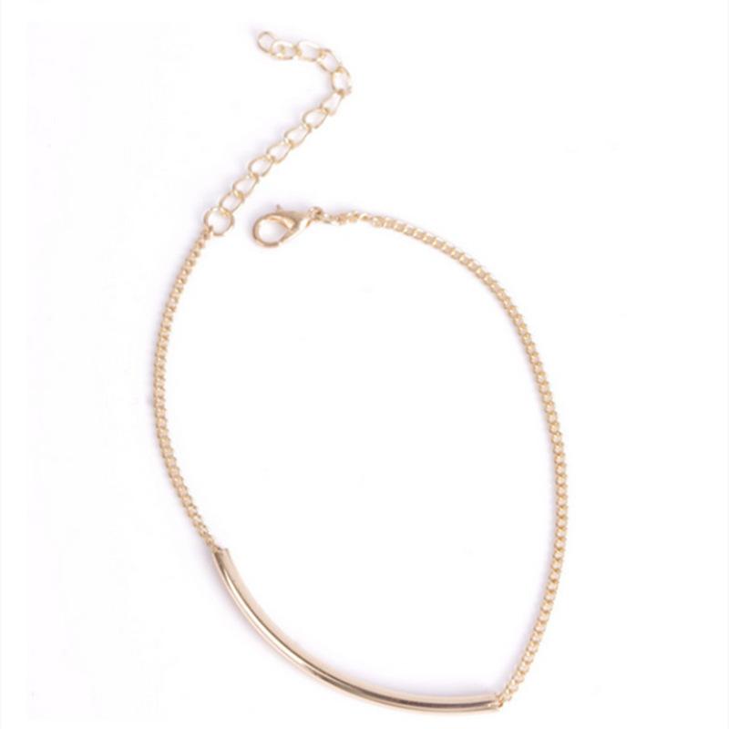 Simple and Versatile Fashionable Women's Beach Foot Decoration, Simple Anklet with Metal Smooth Surface Elbow
