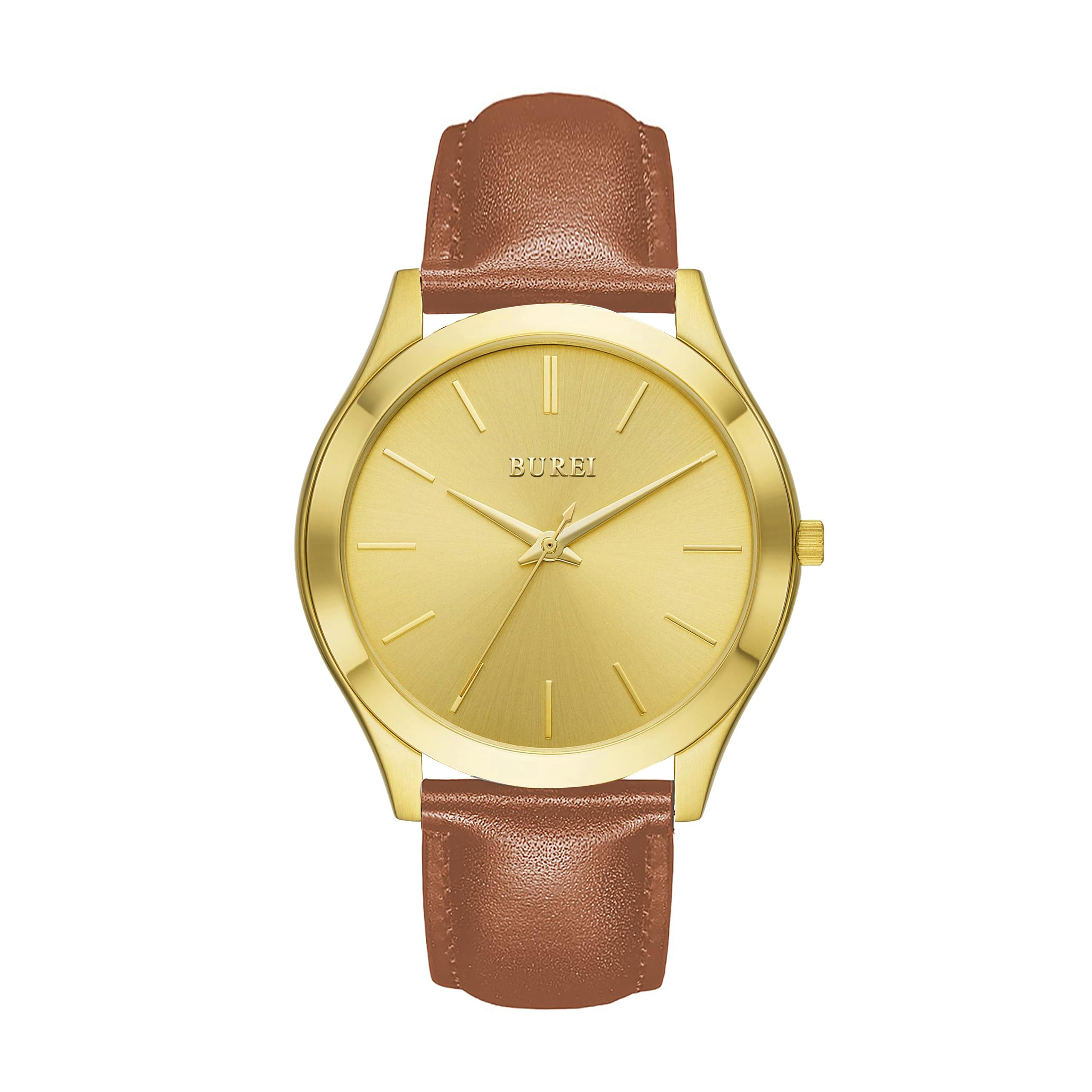 

Analog Quartz Leather Watch [BUREI] Men s Watch, Waterproof, Popular, Thin, Simple, Stylish, Business, Casual, Strap, Men s (Gold, Brown, Leather)
