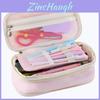 Stylish Macaron Color Canvas Expandable Large Capacity Pencil Case With Dual Zippers