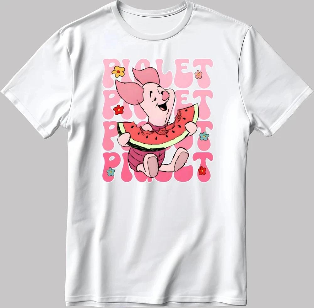 Winnie The Pooh Piglet Watermelon Funny Text White TShirt Size S4XL S
