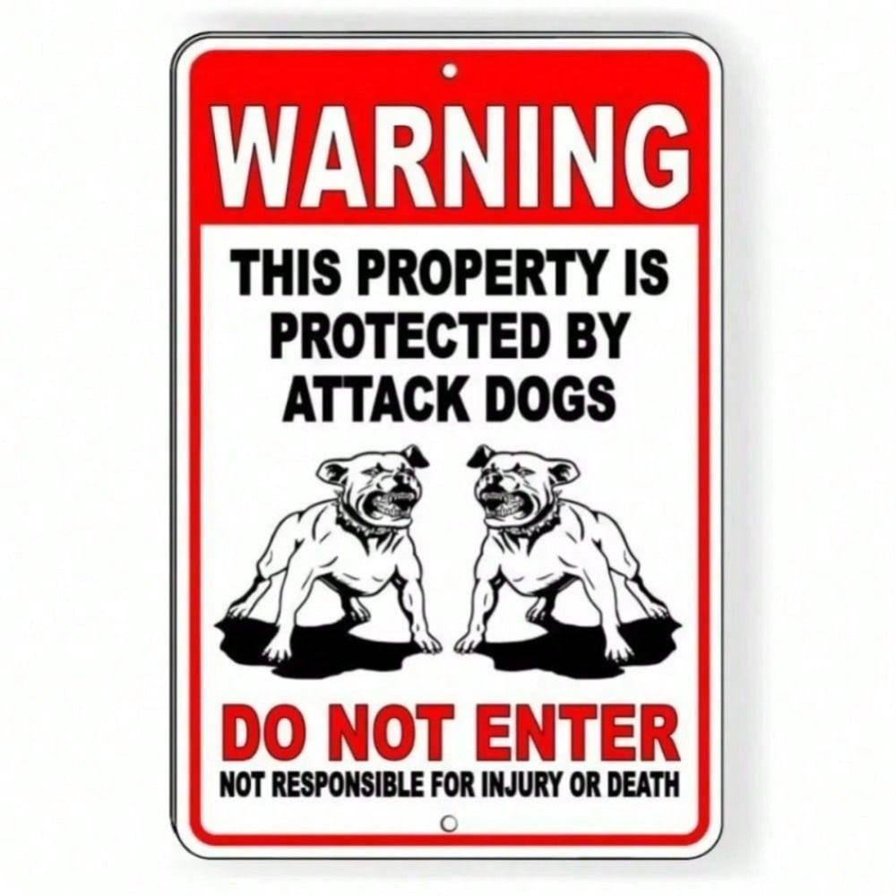 Metal Poster Pitbull Guard Dog Warning Sign Home Decor Gift