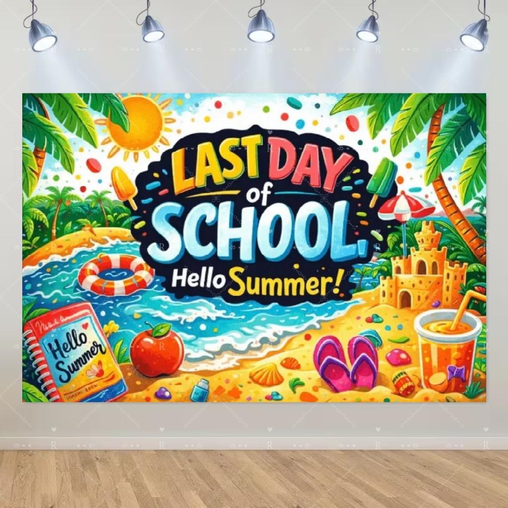 School's Out for Summer Theme Background Summer Pool Party Decoration Backdrop Baby Shower Props Photography Banner Supplies