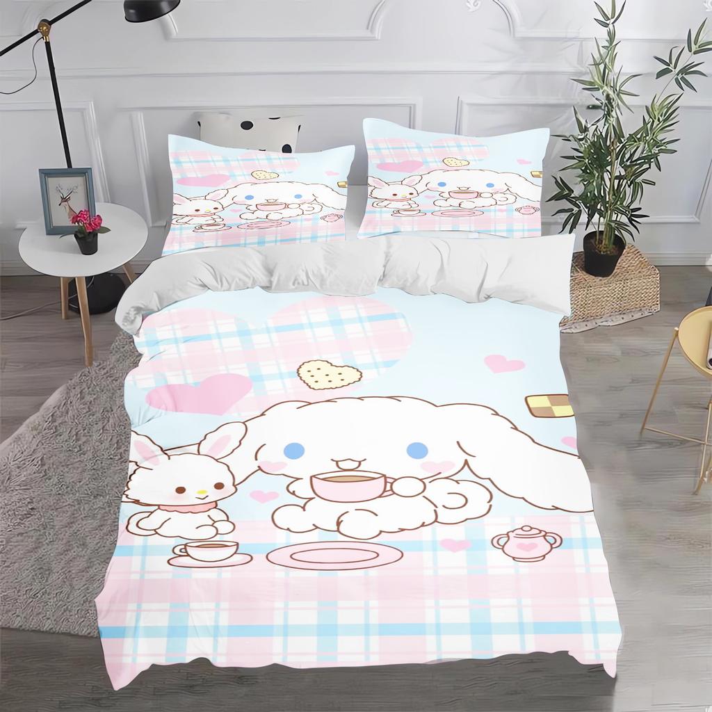 Cinnamoroll Duvet Cover Set Comforter Bedding 3d Children'S Bedding Set 3-Piece 1 Quilt Cover King Size
