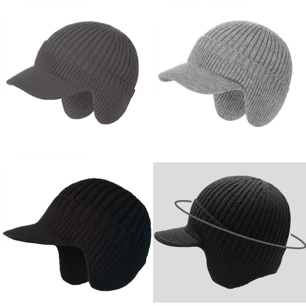 Knitted Winter Hat For Men With Warm Fleece Lining And Earflap Protection For Outdoor Activities
