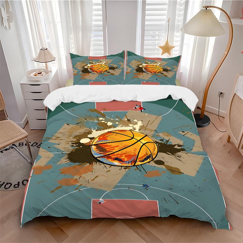 

3pcs Basketball Court Bedding Set, Includes Without Pillow Inserts, Soft Comfortable Bedding Set,All-Season Use a0924090 135x200cm