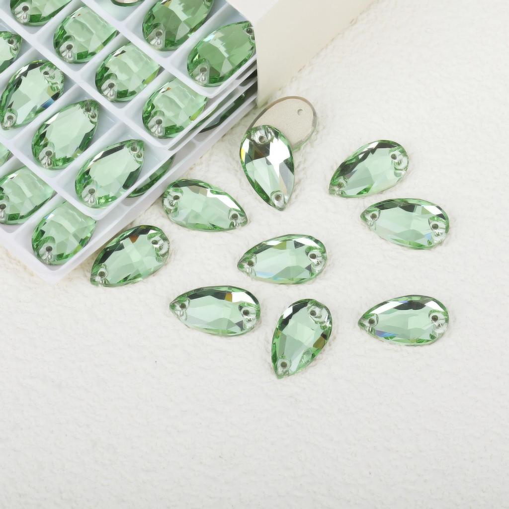 K9 Měkké Sklo Slza Dvouotvorové Drahokamy Vrtané pro DIY - Nepravidelné Barevné AB Diamanty