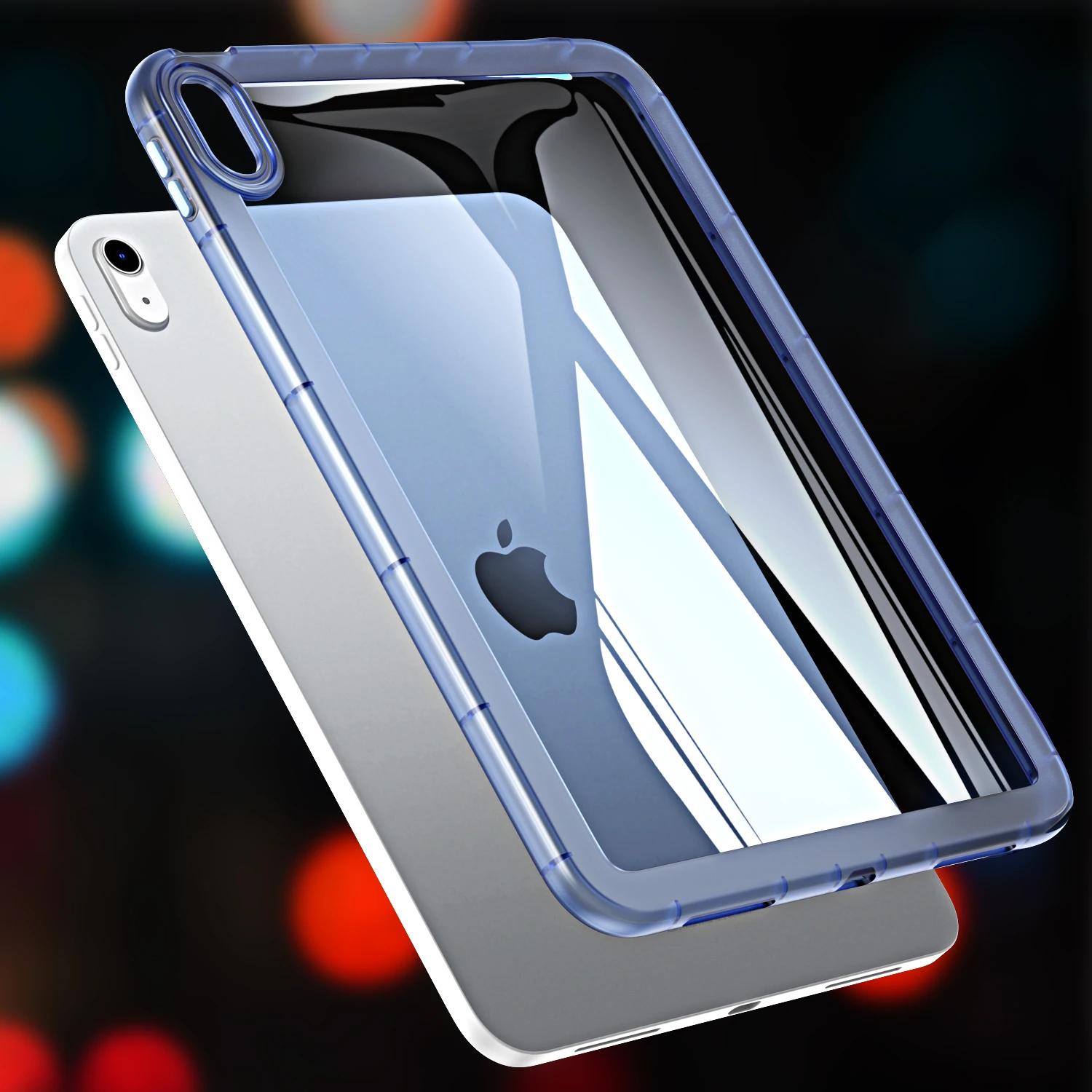 Coque Transparente HD Pour IPad A16 11ème 10ème Génération Air7 11/13pouces Pro 12.9 7/8/9ème Mini Air 7 6 5 4 Housse TPU Souple Funda Mini6 Mini7-A17 Pro bleu