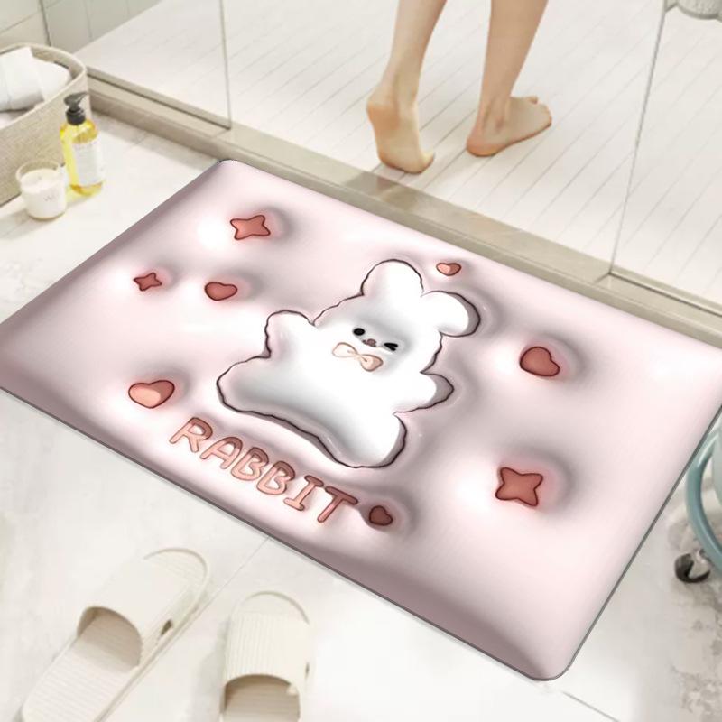 3D Expanding Floral Soft Diatom Mud Absorbent Anti-Slip Bathroom Floor Mat