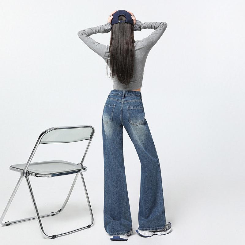 High-waisted Slightly Flared Jeans for Women, Spring, Non-legged Bell-bottomed Pants for Women, Slightly Flared Pants for Women, Slimming and Loose