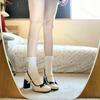 Fashion Women's Pumps 2025 Spring Autumn New Fashion Comfortable High Heels Chunky Heels Shoes Bow-knot Pearl Elegant Mary Jane Shoes
