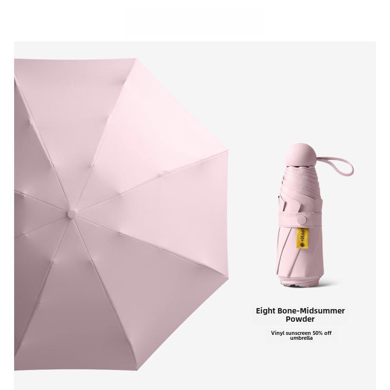 Umbrelă compactă de damă cu ștanțare aurie: Protecție UV, pliabil portabil, pentru soare și ploaie