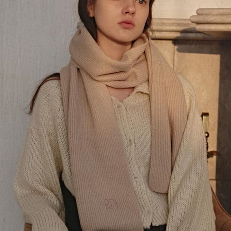 YAN13 COZY RIBBED MUFFLER_BEIGE