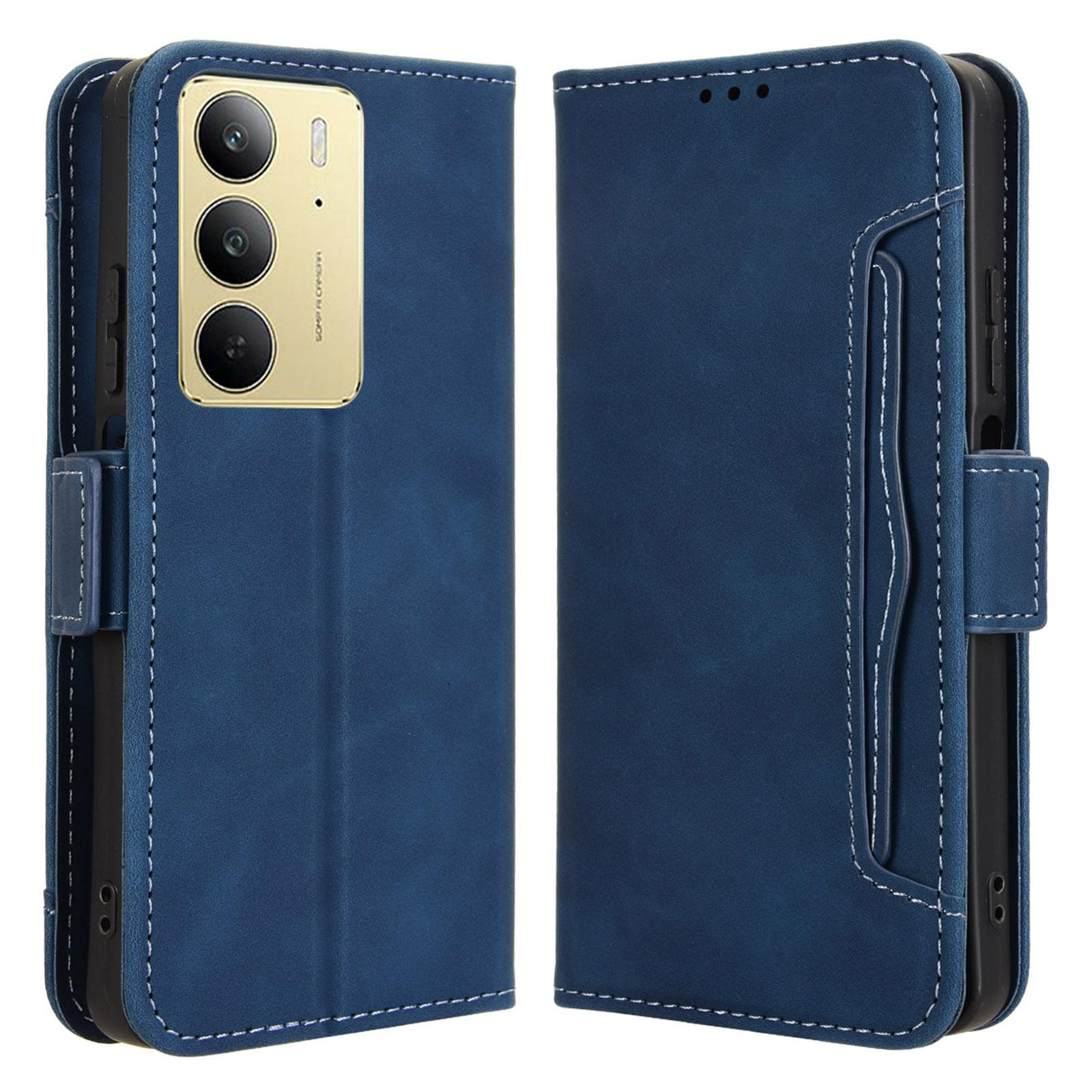 

For Realme 14x 5G/C75/V60 Pro 5G Leather Case Phone Wallet Cover with Multiple Card Slots Blue