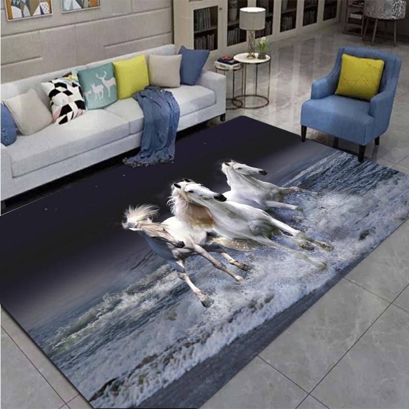 3D Horse Printed Large Carpet,doormat,living Room,bedroom,bathroom Decoration Animal - Running Horse Pattern Anti Slip Floor Mat