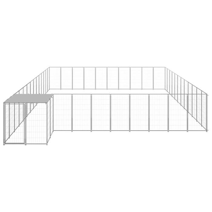 VidaXL Chenil Argenté 37,51 m² Acier Enclos pour Chiots Cage Chiens Extérieur 3082248
